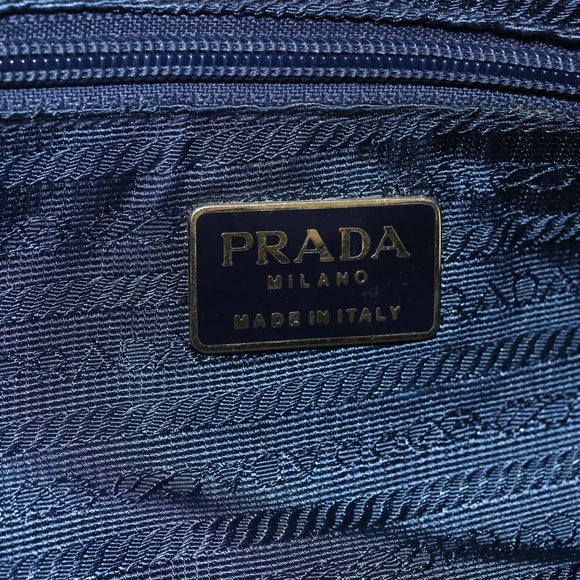 PRADA Chain Shoulder Bag Nylon Navy Gold Auth 152893