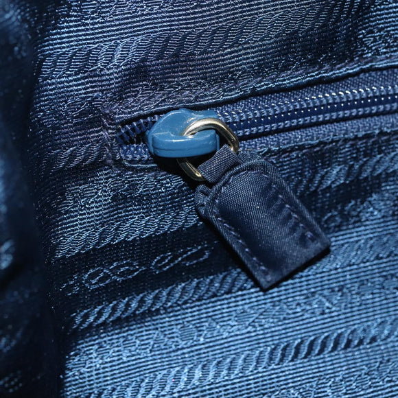 PRADA Chain Shoulder Bag Nylon Navy Gold Auth 152893