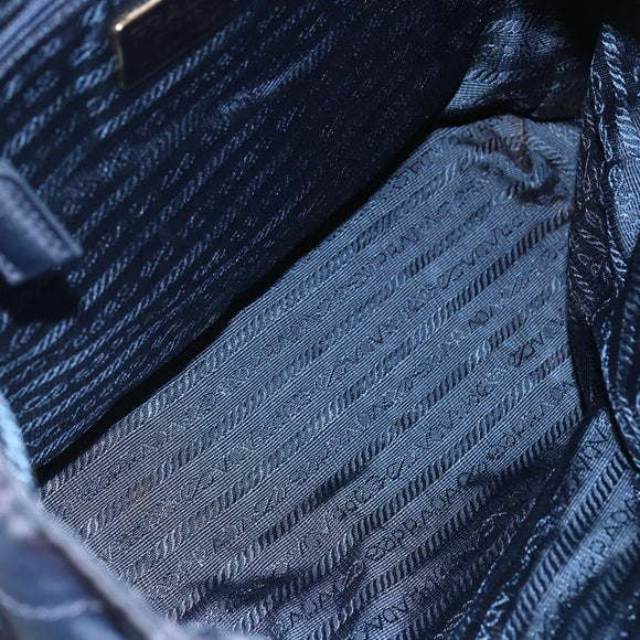 PRADA Chain Shoulder Bag Nylon Navy Gold Auth 152893