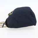 PRADA Chain Shoulder Bag Nylon Navy Gold Auth 152893-3