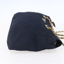 PRADA Chain Shoulder Bag Nylon Navy Gold Auth 152893-4