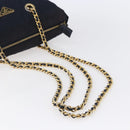 PRADA Chain Shoulder Bag Nylon Navy Gold Auth 152893-7