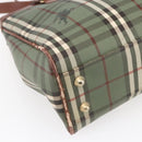Burberrys Nova Check Tote Bag PVC Leather Green Gold Auth 152895-14