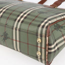Burberrys Nova Check Tote Bag PVC Leather Green Gold Auth 152895-15