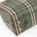 Burberrys Nova Check Tote Bag PVC Leather Green Gold Auth 152895-16