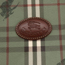 Burberrys Nova Check Tote Bag PVC Leather Green Gold Auth 152895-17