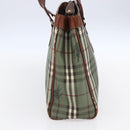 Burberrys Nova Check Tote Bag PVC Leather Green Gold Auth 152895-3