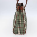 Burberrys Nova Check Tote Bag PVC Leather Green Gold Auth 152895-4