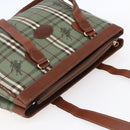 Burberrys Nova Check Tote Bag PVC Leather Green Gold Auth 152895-6