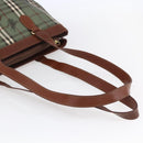 Burberrys Nova Check Tote Bag PVC Leather Green Gold Auth 152895-7