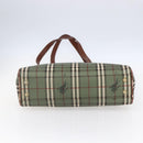 Burberrys Nova Check Tote Bag PVC Leather Green Gold Auth 152895-5