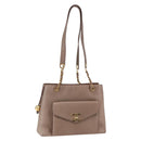 CHANEL Here Chain Shoulder Bag Lamb Skin Beige Gold CC Auth 152897-1