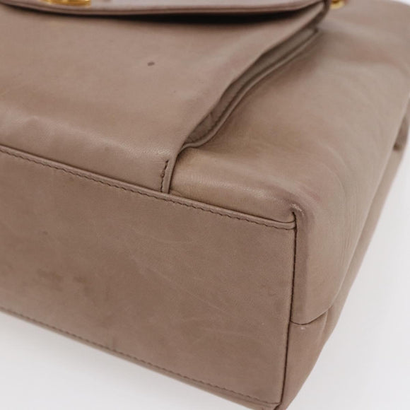 CHANEL Here Chain Shoulder Bag Lamb Skin Beige Gold CC Auth 152897