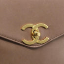 CHANEL Here Chain Shoulder Bag Lamb Skin Beige Gold CC Auth 152897-18