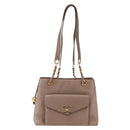 CHANEL Here Chain Shoulder Bag Lamb Skin Beige Gold CC Auth 152897-13