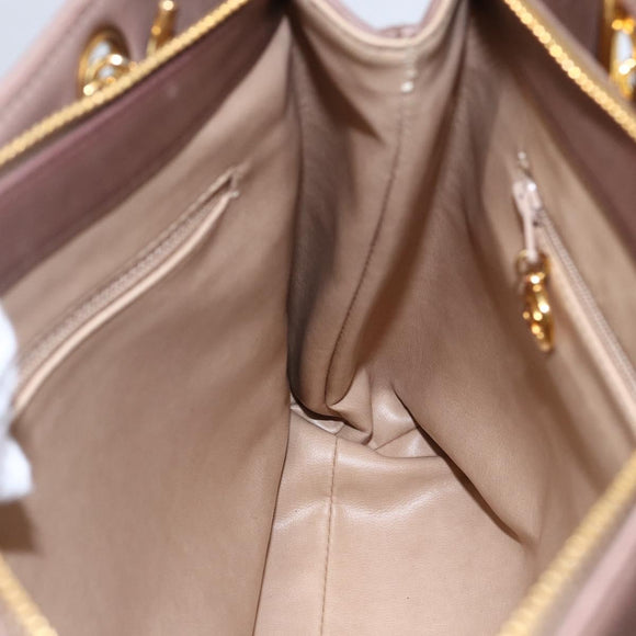 CHANEL Here Chain Shoulder Bag Lamb Skin Beige Gold CC Auth 152897