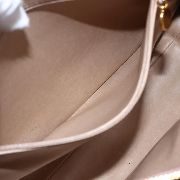 CHANEL Here Chain Shoulder Bag Lamb Skin Beige Gold CC Auth 152897