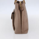 CHANEL Here Chain Shoulder Bag Lamb Skin Beige Gold CC Auth 152897-4