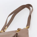 CHANEL Here Chain Shoulder Bag Lamb Skin Beige Gold CC Auth 152897-14