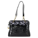 CHANEL COCO Mark Chain Shoulder Bag Patent leather Black Gold CC Auth 152898-13