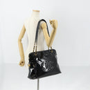 CHANEL COCO Mark Chain Shoulder Bag Patent leather Black Gold CC Auth 152898-22