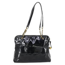 CHANEL COCO Mark Chain Shoulder Bag Patent leather Black Gold CC Auth 152898-2
