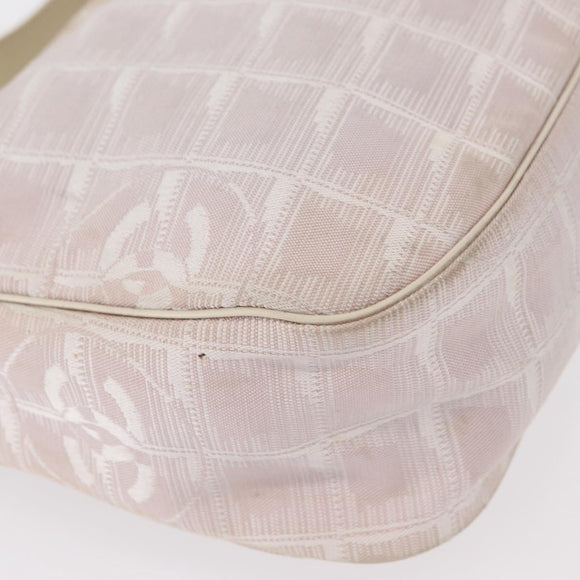 CHANEL New Travel Line Hand Bag Nylon Pink Gold CC Auth 152899