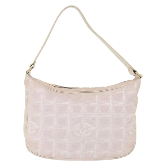 CHANEL New Travel Line Hand Bag Nylon Pink Gold CC Auth 152899