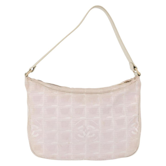 CHANEL New Travel Line Hand Bag Nylon Pink Gold CC Auth 152899