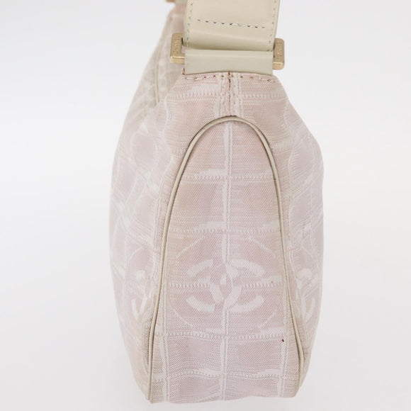 CHANEL New Travel Line Hand Bag Nylon Pink Gold CC Auth 152899