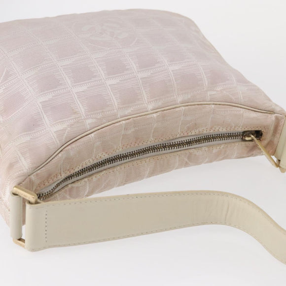 CHANEL New Travel Line Hand Bag Nylon Pink Gold CC Auth 152899