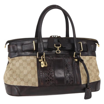 GUCCI GG Canvas Hand Bag Beige Gold 223948 Auth 152901