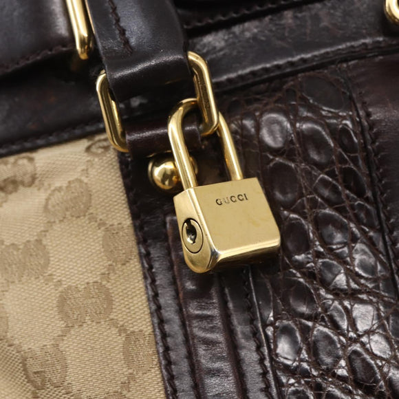 GUCCI GG Canvas Hand Bag Beige Gold 223948 Auth 152901