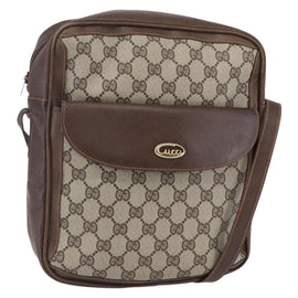 GUCCI GG Supreme Shoulder Bag PVC Beige Gold Auth 152905