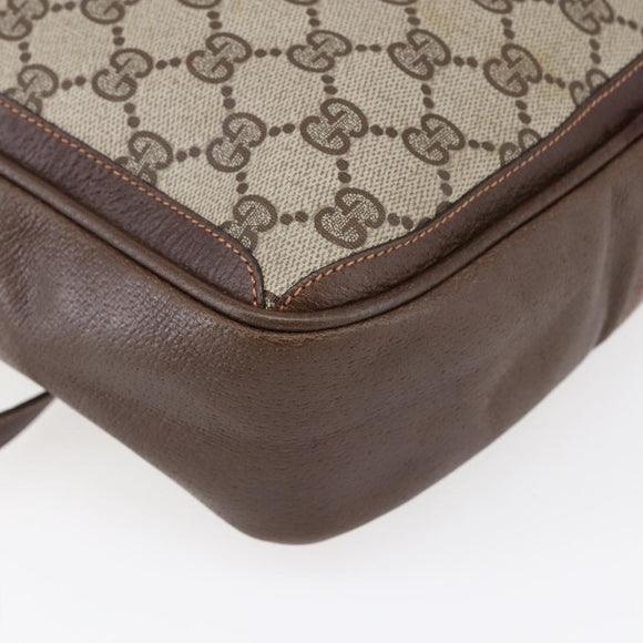 GUCCI GG Supreme Shoulder Bag PVC Beige Gold Auth 152905