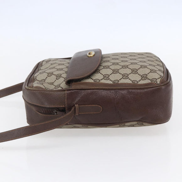 GUCCI GG Supreme Shoulder Bag PVC Beige Gold Auth 152905