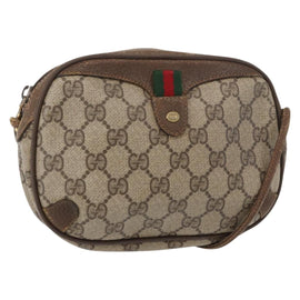 GUCCI GG Supreme Web Sherry Line Bag PVC Beige Gold 89 02 066 Auth 152906