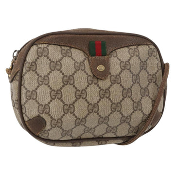GUCCI GG Supreme Web Sherry Line Bag PVC Beige Gold 89 02 066 Auth 152906