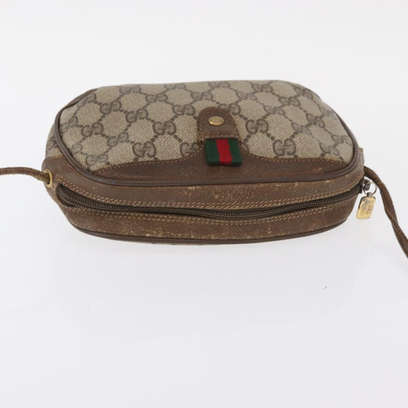 GUCCI GG Supreme Web Sherry Line Bag PVC Beige Gold 89 02 066 Auth 152906