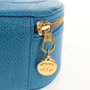 CHANEL COCO Mark Jewelry case Jewelry Box Caviar Skin Blue Gold CC Auth 152911V-12