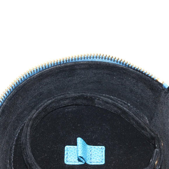 CHANEL COCO Mark Jewelry case Jewelry Box Caviar Skin Blue Gold CC Auth 152911V