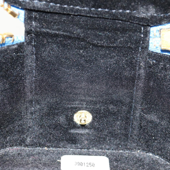 CHANEL COCO Mark Jewelry case Jewelry Box Caviar Skin Blue Gold CC Auth 152911V