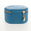 CHANEL COCO Mark Jewelry case Jewelry Box Caviar Skin Blue Gold CC Auth 152911V-7