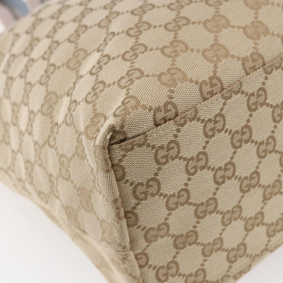 GUCCI GG Canvas Tote Bag Beige Gold 155524 Auth 152928