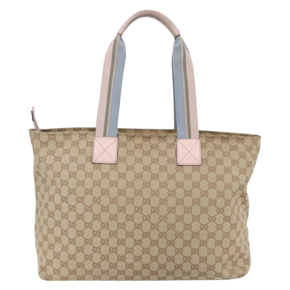 GUCCI GG Canvas Tote Bag Beige Gold 155524 Auth 152928