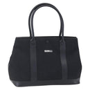 BALENCIAGA Tote Bag Canvas Leather Black Silver Auth 152929-1