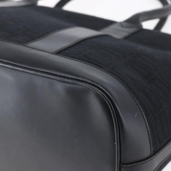 BALENCIAGA Tote Bag Canvas Leather Black Silver Auth 152929