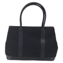 BALENCIAGA Tote Bag Canvas Leather Black Silver Auth 152929-2