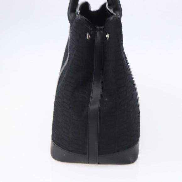 BALENCIAGA Tote Bag Canvas Leather Black Silver Auth 152929