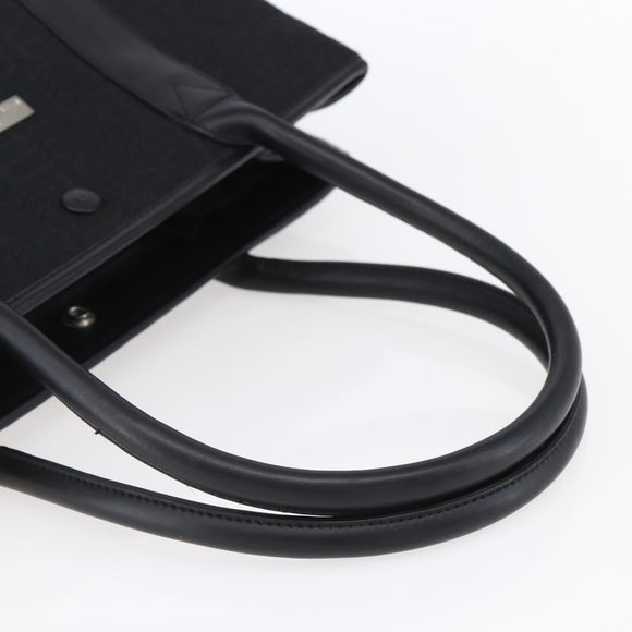 BALENCIAGA Tote Bag Canvas Leather Black Silver Auth 152929